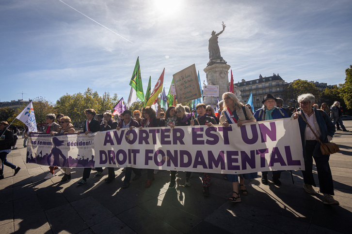 Manifestación feminista en París bajo el lema ‘Abortar es un derecho fundamental’, con motivo del Día Internacional del Aborto Seguro.