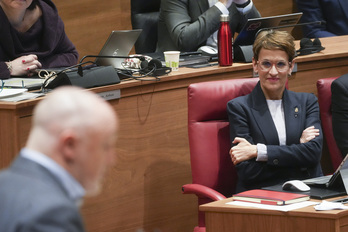 María Chivite, durante la intervención de Javier Esparza.