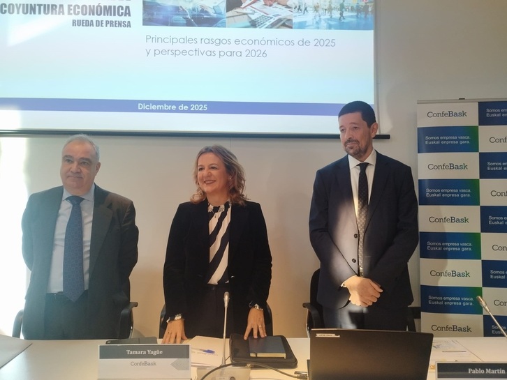 Rueda de prensa de Confebask en Bilbo.