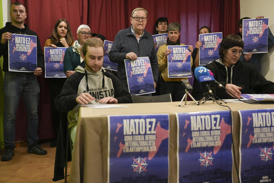 Iruñeko mobilizazioa aldarrikatzeko egin duten agerraldia.