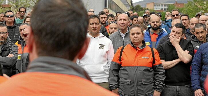 Basauriko Bridgestoneko langileen batzarra, aurtengo apirilean.