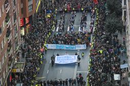 Aurtengo urtarrilean Sarek eginiko manifestazioa, 'Behin betiko' lelopean. (Artxiboko irudia)