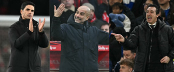 Arteta, Guardiola y Emery, el podium actual de la Premier, en este orden.