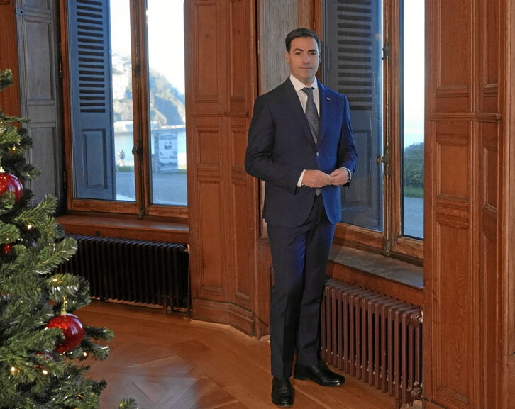 El lehendakari Imanol Pradales, durante su mensaje de Fin de Año.