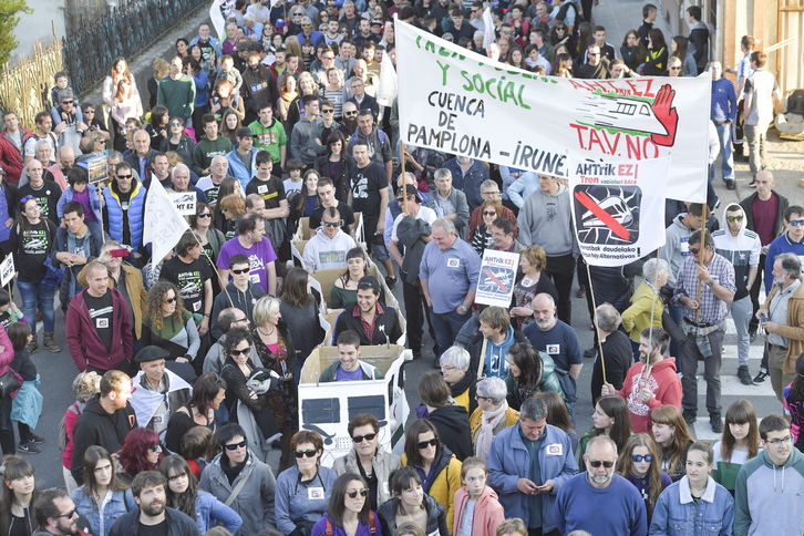 Abiadura Handiko Trenaren aurkako mobilizazioa Altsasun, 2019. urtean.