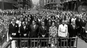 Careaga, en la ceremonia de conmemoración de la toma de Bilbo por los franquistas en 1970 y en una manifestación de adhesión a Franco, en diciembre de mismo ese año.