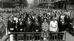 Careaga, en la ceremonia de conmemoración de la toma de Bilbo por los franquistas en 1970 y en una manifestación de adhesión a Franco, en diciembre de mismo ese año.