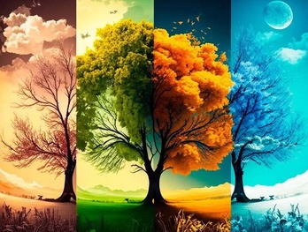 Urteko lau aroen ilustrazio bat.