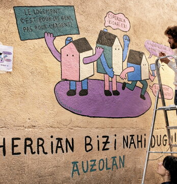 Alda Auzolan ekimenaren mobilizazio bat, iragan urrian, Baionan.