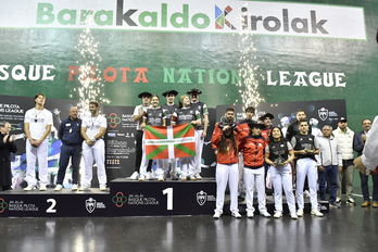 Integrantes de la selección vasca en el podium, en una imagen de archivo. 