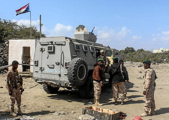 Brigada salafista que apoya al CLP, en Adén.