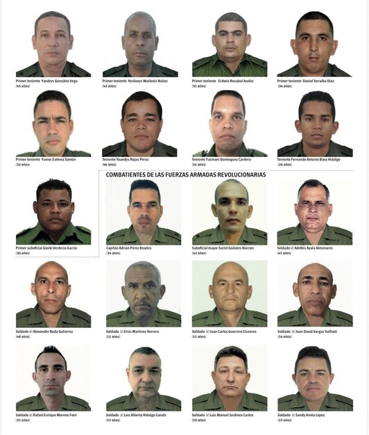 Algunos de los soldados cubanos muertos en el asalto estadounidense.