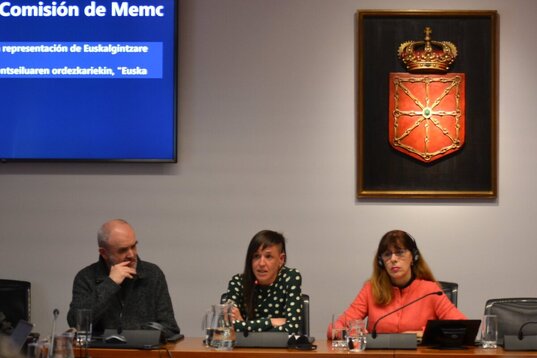 Joxerra Olano eta Aize Otaño, Nafarroako Parlamentuko Euskara batzordean.