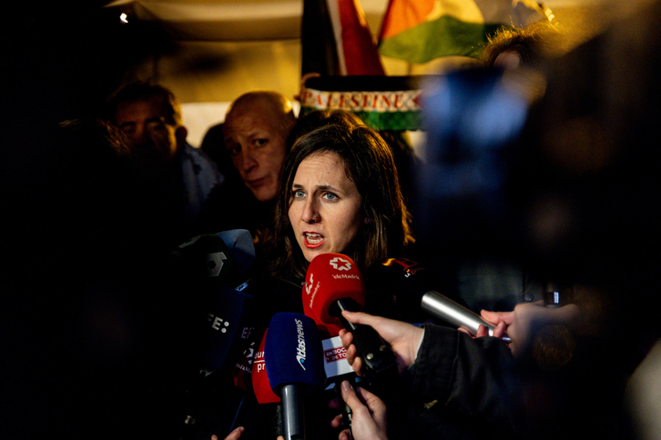 La diputada Ione Belarra, en la concentración contra la presencia del Maccabi de Tel Aviv.