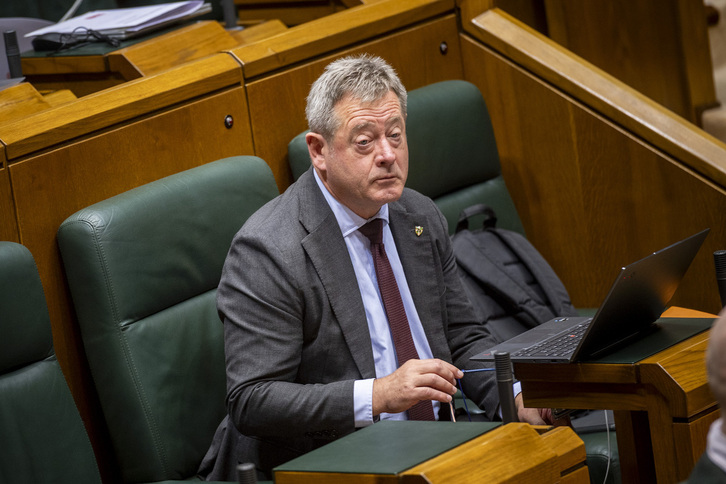 El consejero de Seguridad, Bingen Zupiria, en un pleno del Parlamento.
