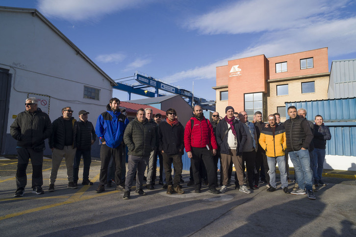 Astilleros Balenciagako langileak, abenduan egindako agerraldi batean.