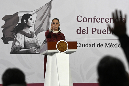 Claudia Sheinbaum, durante su comparecencia.    