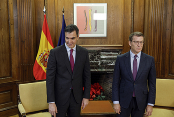 Sánchez y Feijóo, en un encuentro en diciembre de 2023.