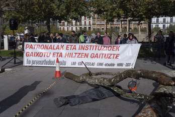 Lan istripuen aurkako protesta Iruñean, iragan azaroan.