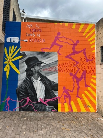 El mural que recuerda a Mikel Urrutia, antes de ser atacado.