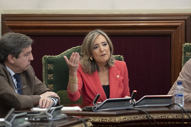 La portavoz de UPN, Cristina Ibarrola, en el pleno en que dejó de ser alcaldesa.
