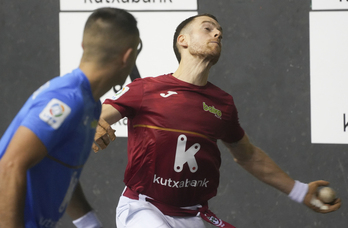 Unai Laso, lehen itzuliko partidan.