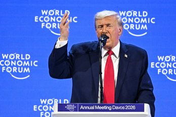 Trump, durante su discurso en la cumbre de Davos.