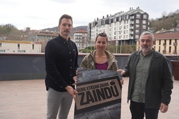 Hernaniko eta Astigarragako alkateek kanpaina aurkeztu dute, Sagardogileen Elkarteko Olatz Mitxelenarekin batera.