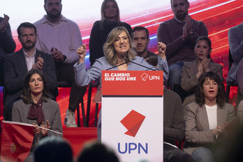 Cristina Ibarrola, durante su discurso en el día del partido.