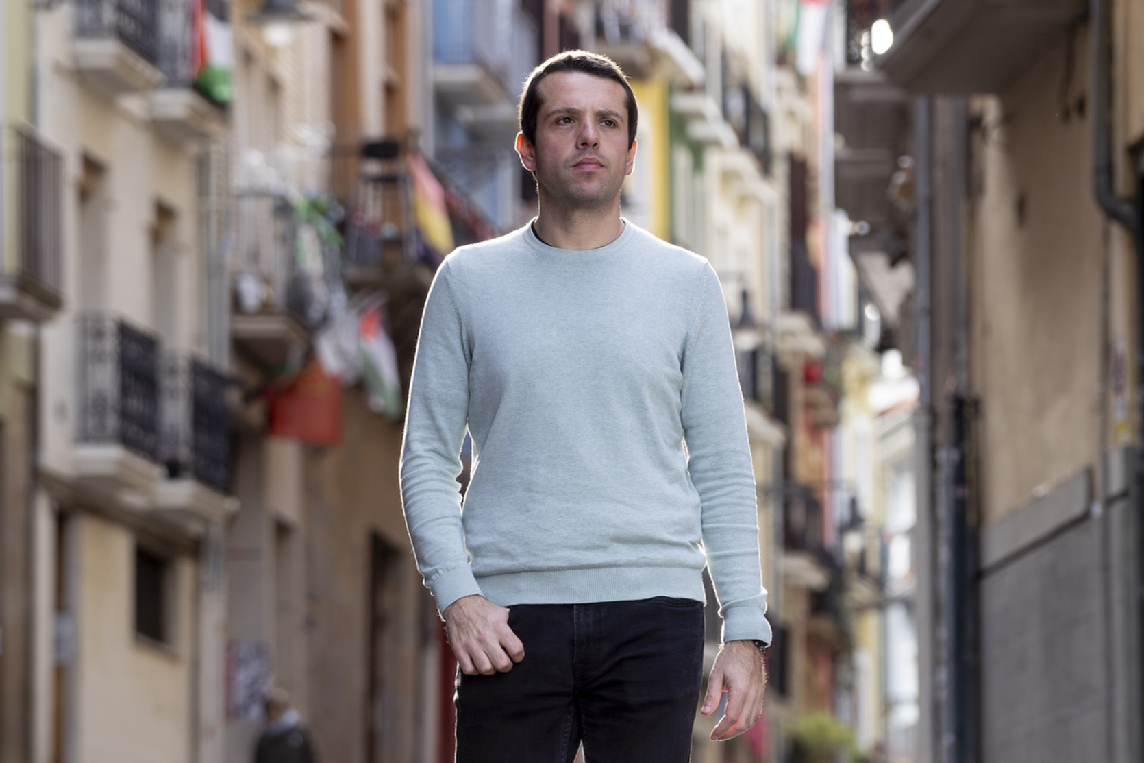 Xabi Iraola, en la entrevista realizada en Iruñea.