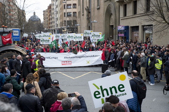 Movilización unitaria agraria en marzo de 2022 en Iruñea.
