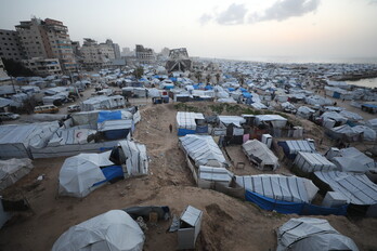 Tiendas de desplazados en la zona costera de Ciudad de Gaza.