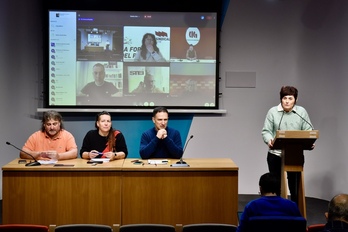 Euskal Herriko sindikatuak Bilboko ELAren egoitza izan dira. Galiza eta Herrialde Katalanetakoak bideokonferentziak aritu dira.