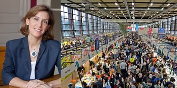 Valerie Miles idazlea eta Gerediaga Elkarteak antolaturiko Durangoko Azoka.