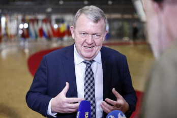 El ministro de Exteriores de Dinamarca, Lars Lokke Rasmussen, a su llegada al Consejo de Exteriores de la UE.