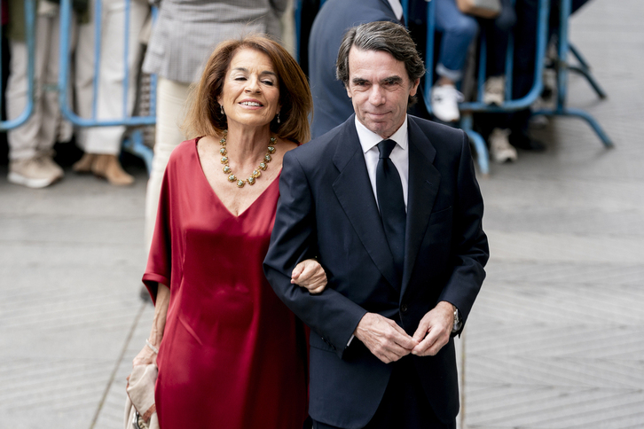 José María Aznar y Ana Botella, en la boda del actual alcalde de Madrid, José Luis Martínez Almeida, en 2024. 