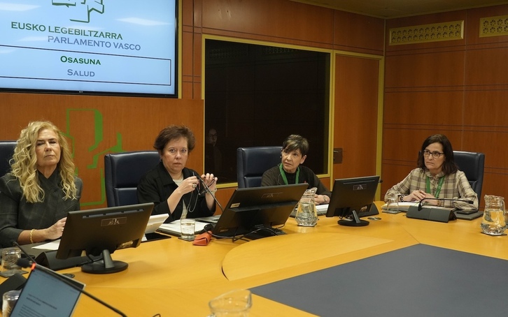 La presidenta de la Comisión de Garantía y Evaluación de la Eutanasia de Euskadi exponiendo los datos del informe ante la Comisión de Salud.