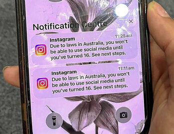 Mensaje de Instagram después de que una cuenta fuera bloqueada tras verificar la edad.