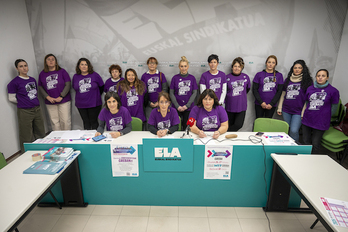 Prentsaurrekoa egin dute ELAko kideek greba deialdien berri emanez.