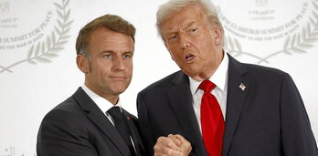 El presidente francés, Emmanuel Macron, con su homólogo estadounidense, Donald Trump, el pasado octubre.