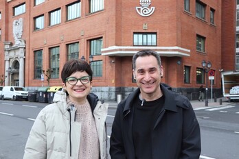 María del Río e Iker Casanova, portavoces de EH Bidu en el Ayuntamiento de Bilbo y las Juntas de Bizkaia.