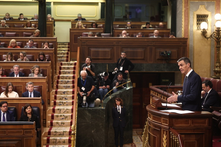 Pedro Sánchez, durante su intervención en el pleno de este miércoles.
