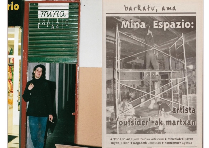 Ander Lipusen artxibo irudiak. Ezkerrean, Alicia Durán Mina Espazioko atean 1997an. Eskubian 'Barkatu, Ama' gehigarriko azala
