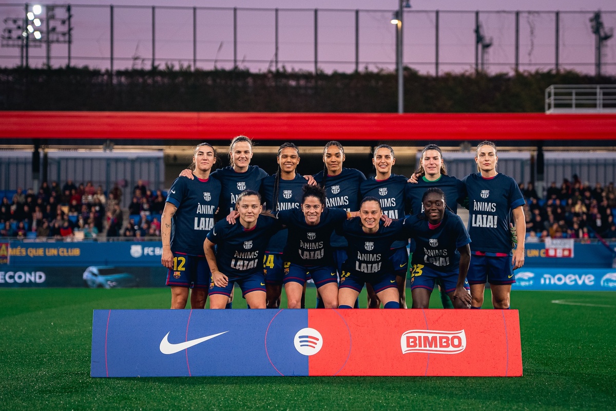 Apoyo de las jugadoras del Barcelona a Laia Aleixandri. (FCBFemení)