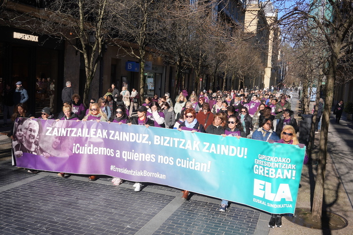 Gipuzkoako egoitzetako langileen manifestazioa, joan den urtarrilaren 23an.