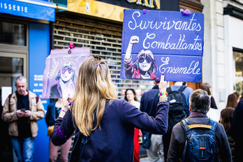 Manifestación en París, el pasado marzo, en solidaridad con Giséle Pelicot.