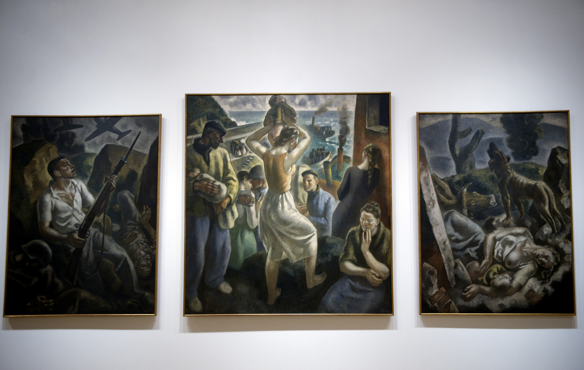 Aurelio Artetaren "Triptico de la guerra" obra Bilboko Arte Ederren Museoan, 2013an. (Marisol RAMIREZ | FOKU)