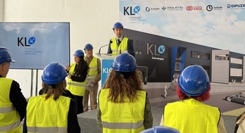 Mikel Torres este miércoles en el acto de KL Katealegaia en Arrasate.