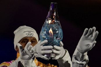 La llama olímpica, en el acto de clausura de este domingo.