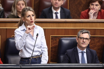 Yolanda Díaz, durante la sesión de control de este miércoles en el Congreso.